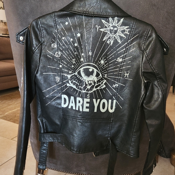 Yara Graffiti Black Moto Leather Jacket - Picture 5 of 7